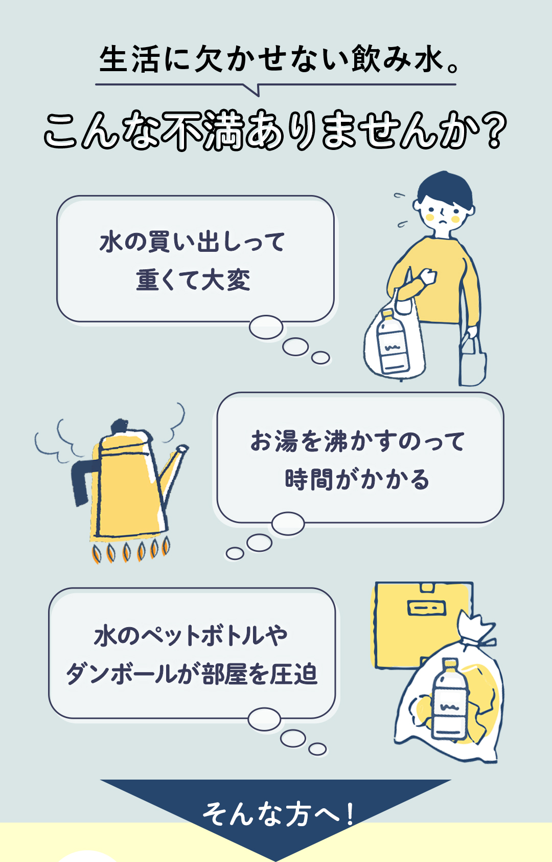 生活に欠かせない飲み水　こんな不満はありませんか？