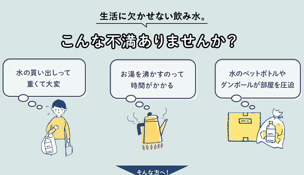 生活に欠かせない飲み水 こんな不満はありませんか?