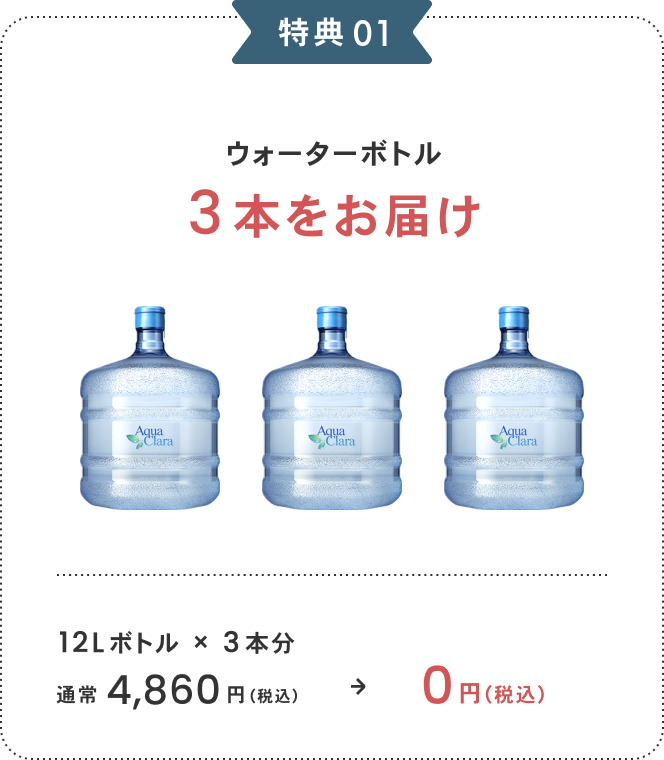 特典 01 ウォーターボトル 3本をお届け