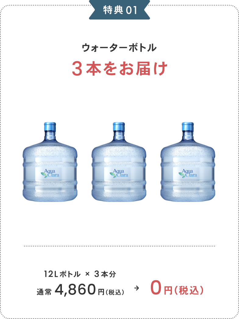 特典 01 ウォーターボトル 3本をお届け