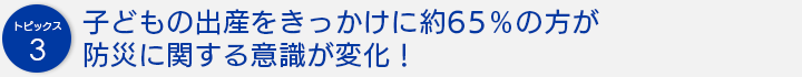 子どもの出産をきっかけに約65％の方が防災に関する意識が変化！