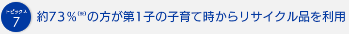 約73％の方が第1子の子育て時からリサイクル品を利用