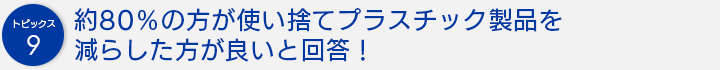 約80％の方が使い捨てプラスチック製品を減らした方が良いと回答！