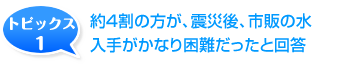 約4割の方が、震災後、市販の水入手がかなり困難だったと回答。