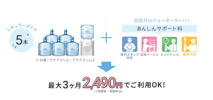 最大3ヶ月 2,490円(+消費税・宅配料込)でご利用OK!